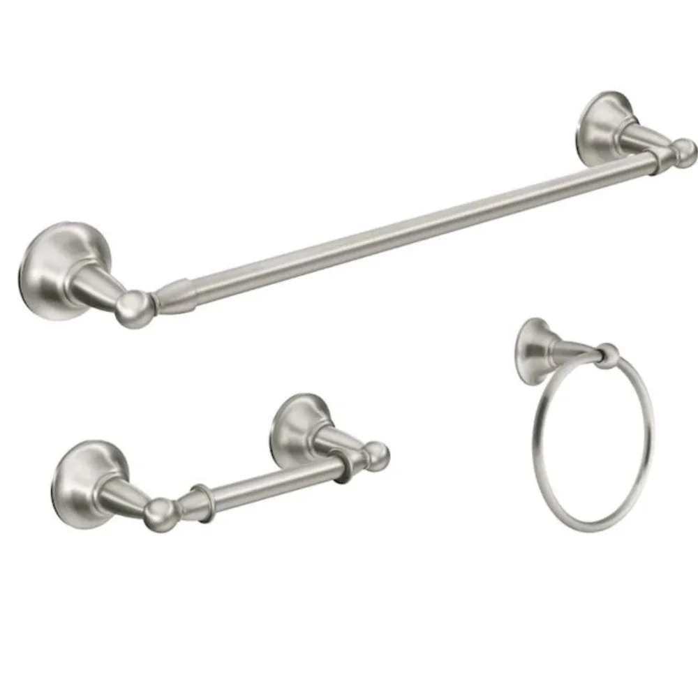 Moen Sage DN6893 3-Piece Bathroom Set Towel Bar Towel Ring TP Brushed Nickel
